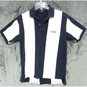 Vintage Clarion Inner Harbor M Polo Shirt Short Sleeve Blue White Car Audio